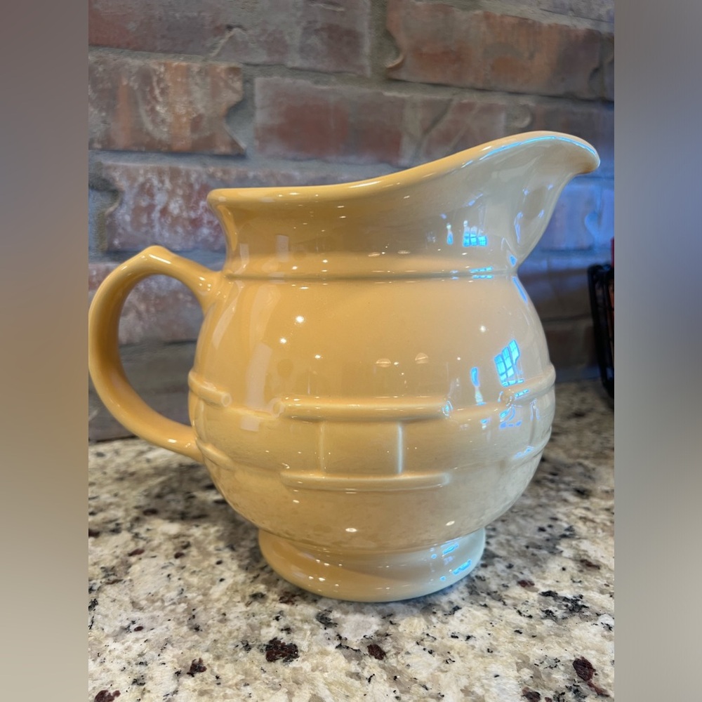 LONGABERGER Woven Traditions Butternut Yellow Pottery Crock Pitcher